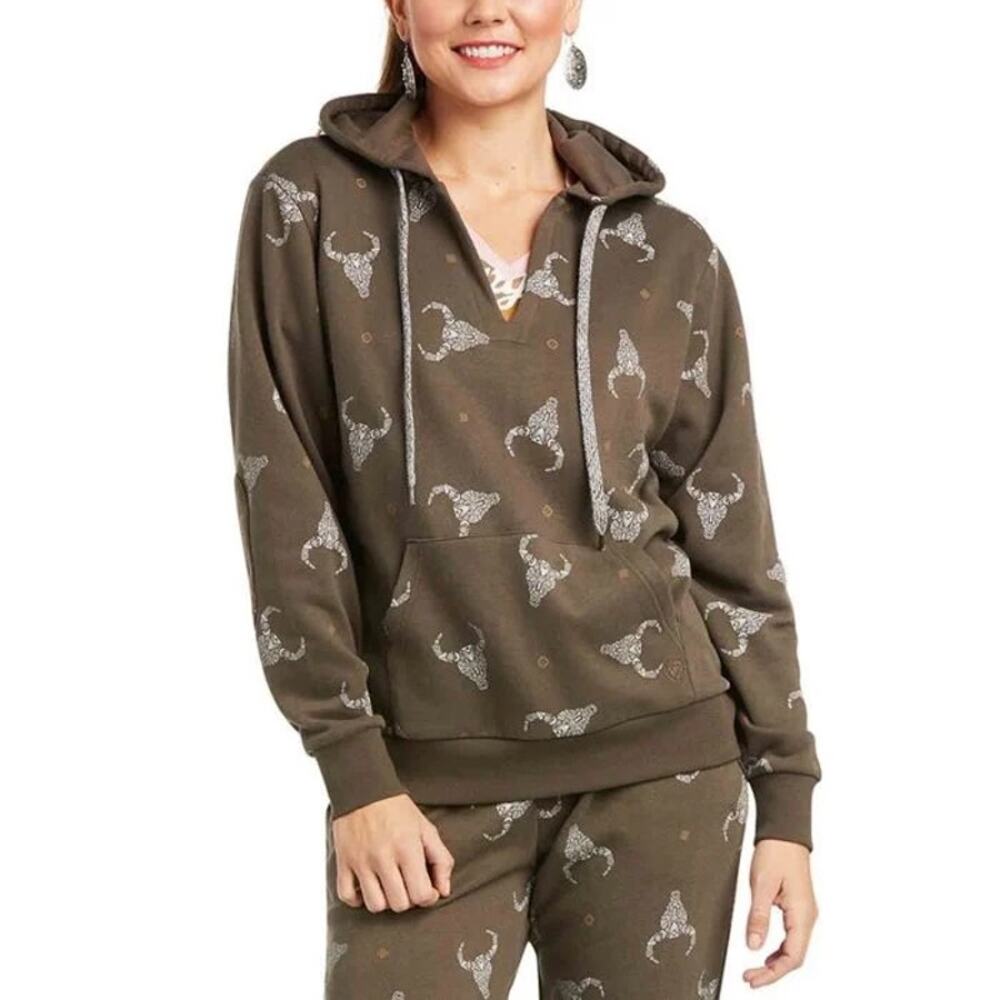 Ariat Womens Ranch n Chill Hooded Sweatshirt Cowgirl Ranch Wear Size Medium
